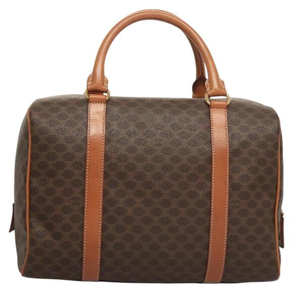 CELINE Macadam Canvas Hand Bag Pvc Leather Brown Gold - Picture 2 of 13